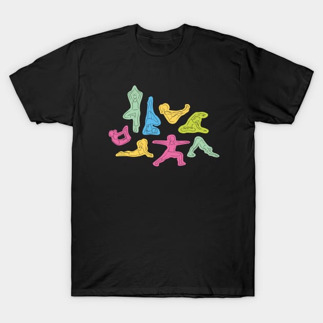 Rainbow Yoga Asanas T-Shirt by XOOXOO